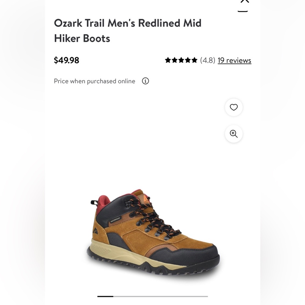 Mens hikers waterproof Ozark Trail size 9
